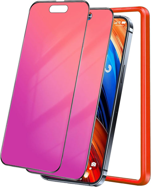 2 PACK iPhone 14 Pro Max Privacy Screen Protector - 25° Anti-Spy Tempered Glass, Easy Install, Bubble-Free, Colorful