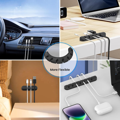 AhaStyle 3 Pack Cable Clips, Self-Adhesive Cord Holders for Desktop Organizing USB and Power Cords