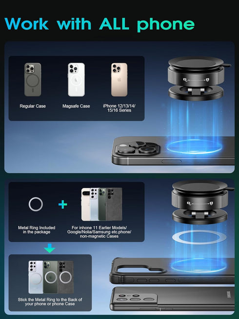 Hohosb Magsafe,360 Phone Holders for Your car,Upgraded Vacuum Magnetic Phone Holder Stand for Rotatable Zinc Alloy