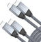UseBean 2-Pack USB C to USB C Cable 100W 15FT, 20Gbps Data Cable for MacBook Pro, iPad Mini, Galaxy S24+/S23