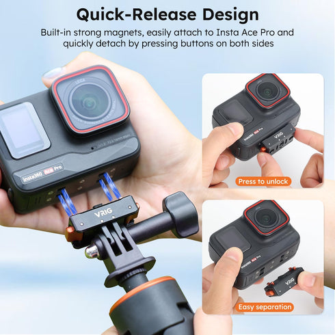 VRIG Direct Insta360 Pro2/X5/X4/X3 Insta360 1/4 VRIG Magnetic Quick Release Mount for Ace Pro/Ace Magnetic Mount Base