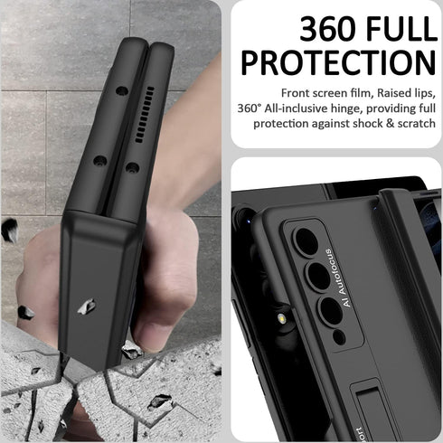 Miimall Galaxy Z Fold 4 Case with Privacy Screen Protector, Adjustable Kickstand & Magnetic Hinge Protection (Black)