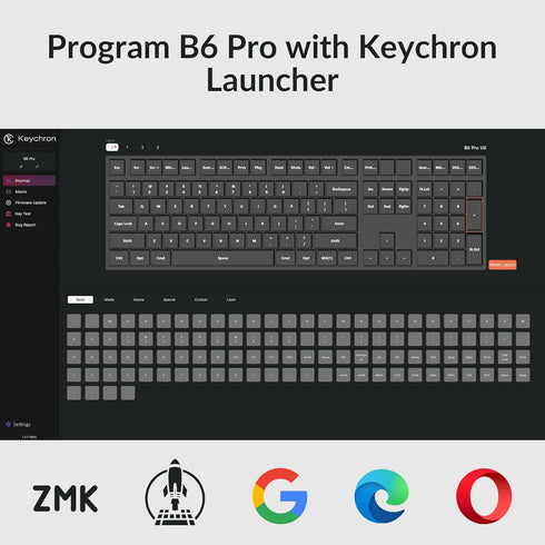 Keychron B6 Pro Ultra-Thin Wireless Keyboard, Full-Size QMK with Numeric Keypad, Compatible with Mac Windows Linux