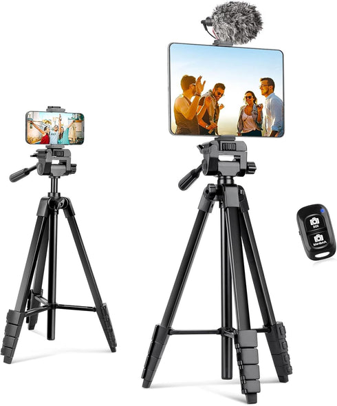 Aureday Phone Tripod Stand, 64 Extendable Cell Phone&Camera Tripod with Wireless Remote and