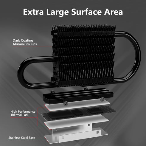 Thermalright HR-09 2280 PRO Black SSD Heatsink, Double-Sided Heat Sink with Thermal Silicone Pad for 2280 SSD