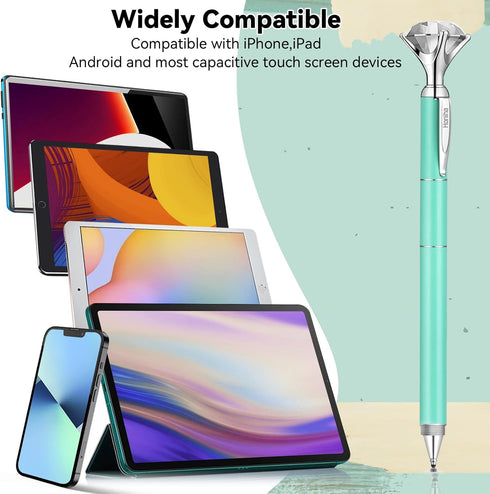 Big Diamond Multi-Tips Stylus Pen for Touch Screens, Universal Capacitive Stylus for iPad, iPhone, and All Tablets &