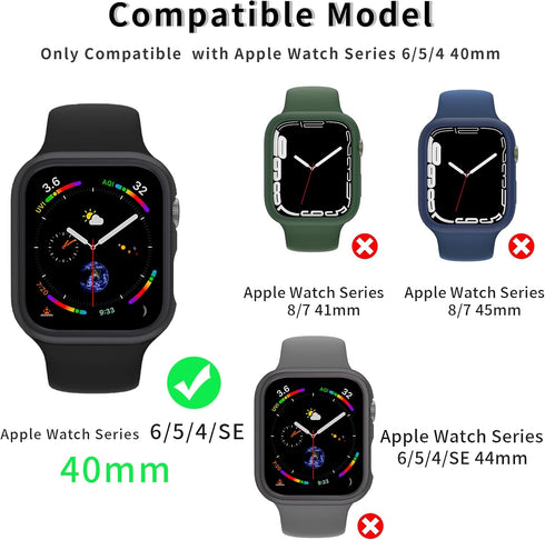 12 Pcs Jomitvp Hard PC Case Compatible for Apple Watch Series SE (2022) 6/5/4/SE 40mm with Tempered Glass Screen Protector, All Around Protector Bumper Frame Cover for iWatch Smartwatch
