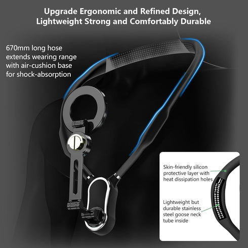 4 in 1 Magnetic Neck Phone Holder, POV/Vlog Neck Mount for Recording with Chest Strap/Phone Clip, Selfie Mount for