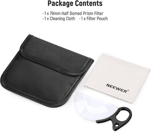 NEEWER 79mm Handheld Half Moon Kaleidoscope Prism Lens Filter - K9 Optical Crystal with Hand Grip, 1/4" Threaded Hole