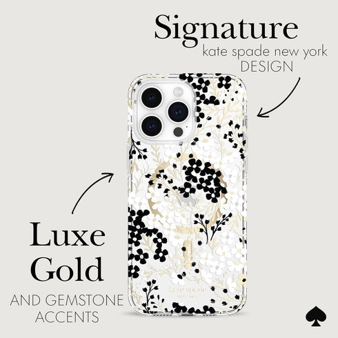 Kate Spade New York iPhone 14 Pro Max Case - Multi Floral Black and White, Compatible with MagSafe