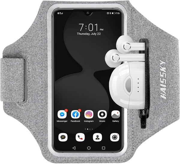 Running Armband with Earphone Bag for iPhone 16 15 Pro 14 Plus 13 11 XR XS, Galaxy S24/S10, Water Resistant Phone Holder