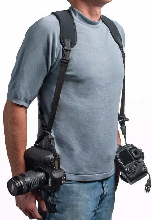OP/TECH USA Neoprene Double Sling Camera Harness Strap for Photographers, Model 6501082, Color Black