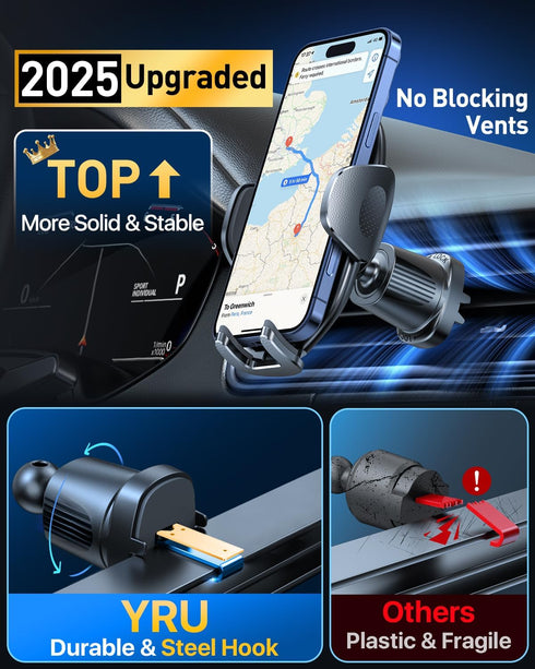 YRU Mount360Rotatable 17 16 Upgraded Universal Car Phone Holder & Strong Suction Cell Phone Car Dashboard Windshield