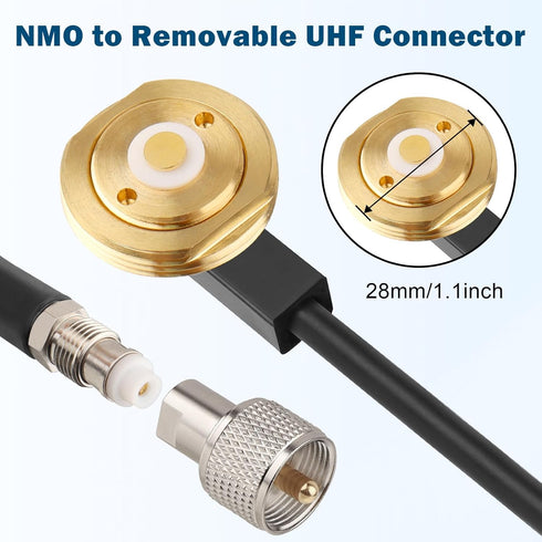 Cable,10FT RG58 PL259 MOOKEERF NMO Antenna Low Loss Coaxial CB Antenna Cable Extension with NMO and Removable UHF Male