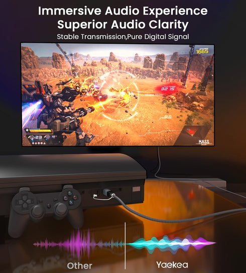 5FT-Toslink One/PS4, Optical Audio Cable Compatible with Soundbar, Stereo Systems, Home Cinema, Xbox TV, Amplifier