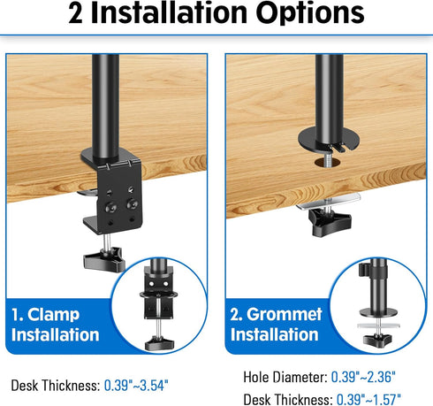 MOUNTUP Adjustable Single Monitor Mount for Max 32 Inch Flat Curved Screen, VESA 75x75 & 100x100, Black