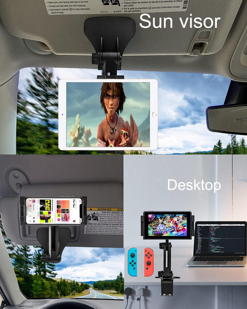 Dashboard Clip Car Phone Mount, woleyi Sun Visor & Rearview Mirror Clamp Holder for iPhone 14 Pro Max and More