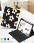 iPad 10th Generation Case with Keyboard, Pencil Holder, 10.9 Inch Folio Cover, Cute Girly Design (Black Flower)