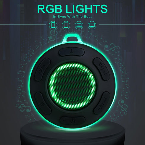 Portable Bluetooth Speaker with HiFi Stereo Sound, IP7 Waterproof with Suction Cup for Outdoor and Shower Use
