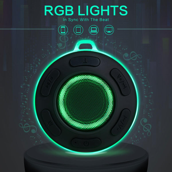 Portable Bluetooth Speaker with HiFi Stereo Sound, IP7 Waterproof with Suction Cup for Outdoor and Shower Use