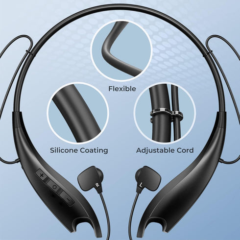 Neckband Bluetooth Headphones, Around The Neck Headphones, 24H+ Playtime, Bluetooth Headsets with Call Vibration, Shark