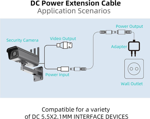 HIEbee 5.5x2.1mm DC Male to Male Aluminum Alloy Extension Cord, Power Adapter Cable, for LED Strip, Surveillance