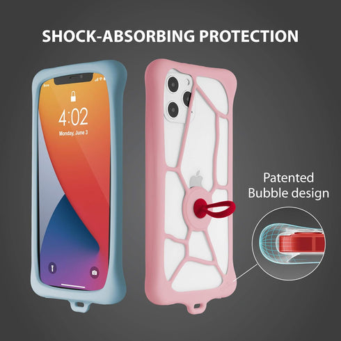 BONE Lanyard Phone Bubble Tie 2 - Universal Anti-Shock Bumper Case with Adjustable Neck Strap for iPhone 12, Purple