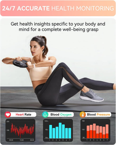Smart Watch (Answer/Make Calls), 2024 Newest 1.85" for Men Women, IP67 Waterproof, 100+ Sports Modes, Fitness Tracker