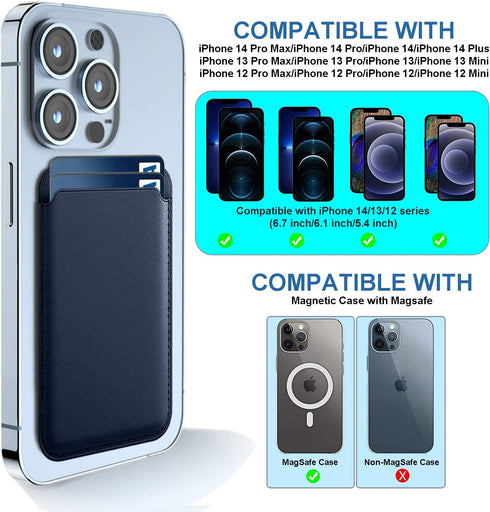 Magnetic Card Holder Wallet for iPhone 15/14/13/12 Series with Magsafe, Leather Wallet for iPhone 15 Pro/Pro Max