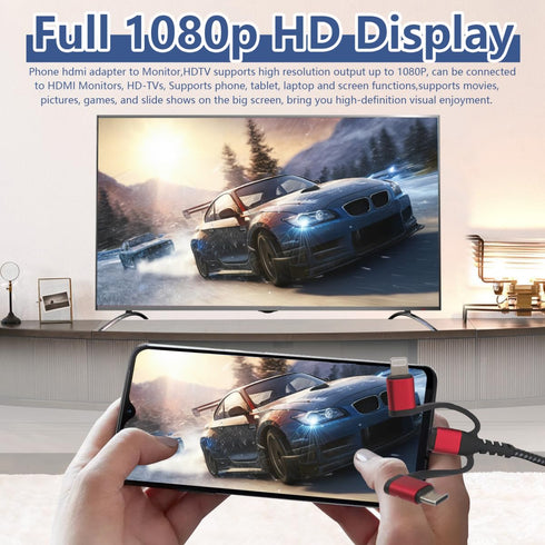 GRABOTE 2025 3 1 1080P Upgrade HDMI Adapter in USB to HDTV for TV Smartphone Digital AV Sync Screen Connector for USB C