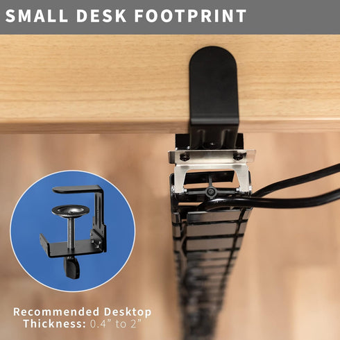 VIVO Clamp-On Desk Vertebrae Cable Management Kit, Adjustable Quad Entry Wire Organizer, Black, for Home Office