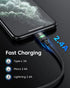 Kuulaa 3Pack Magnetic Charging Cable Magnetic Lightning Cable Magnetic Phone Charger 3A Fast Charging with 3 in 1 Charging Tips Nylon-Braided Phone Cable Compatible for All Device