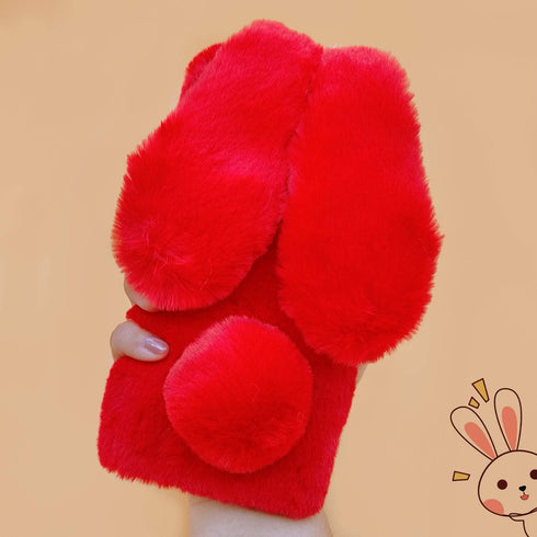 Omorro Plush Rabbit Case for iPhone 11, Soft Warm Fluffy Furry Bunny Ear Fur Phone Case with Bling Crystal Rhinestone