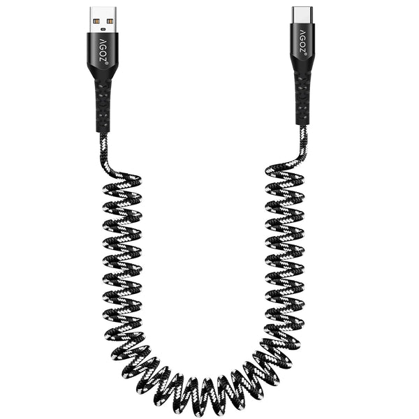 AGOZ Braided Type C Fast Charger Data Sync Cable for ZTE Grand X MAX 2, ZMAX PRO, Axon M, Coiled