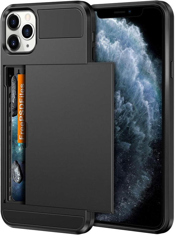 Vofolen Case for iPhone 11 Pro Max - Wallet with Credit Card Holder Slot, Dual Layer Hybrid Bumper Armor, Black