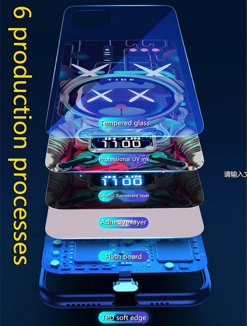 YHan iPhone 12 Pro Max 6.7-inch Case, Colorful Luminous Tempered Glass Protective Case, Personalized for Women and Men