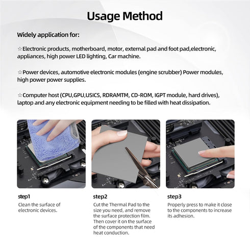 Thermal Pad 14.8 W/mK, 120x120x2.5mm Silicone Non-Conductive Cooling Pad for Laptop Heatsink/SSD/CPU/IC/LED