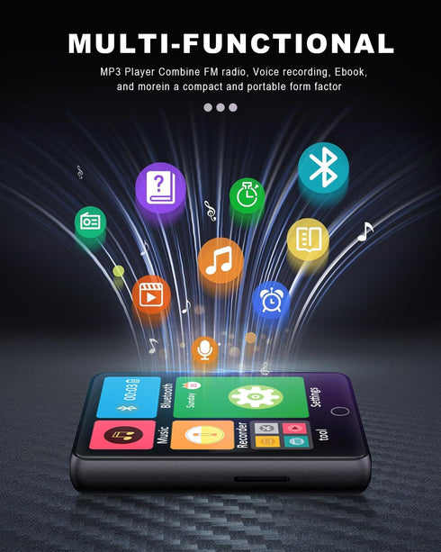 HOVOYNN 128GB MP3 5.3 2.8-inch MP3 Player with Bluetooth Touch Screen Digital Music Player Portable Player Bluetooth