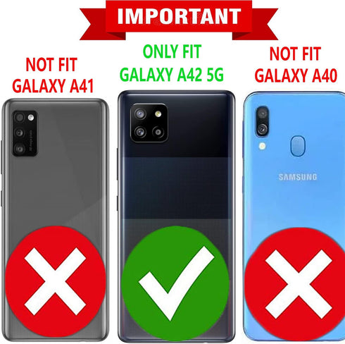 STARSHOP Compatible Samsung Galaxy A42 5G Phone Case Cover with Tempered Glass Screen Protector, Black
