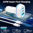 105W USB Car Charger 3-Port for Family Travel, PD 45W & QC3.0 30W Super Fast Charging for Multiple Devices
