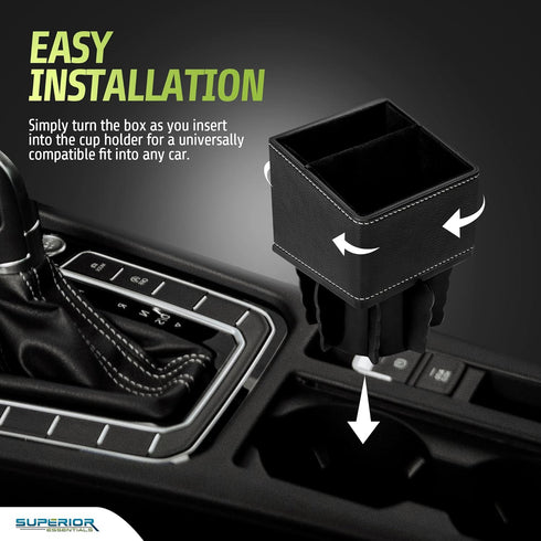 Car Phone Holder & Key Storage Expander for Cupholder, Universal Size Phone Mount for Car, Elegant Design