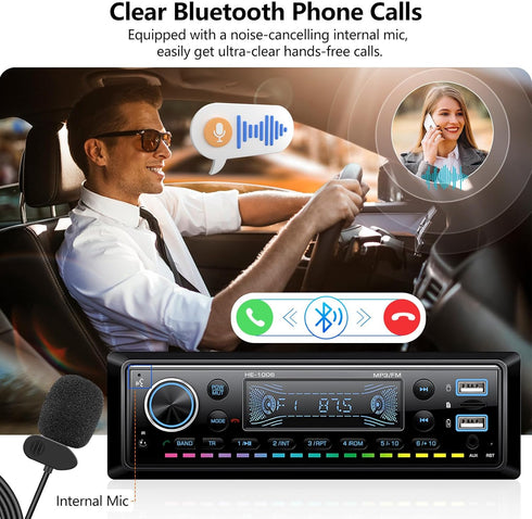 AMprime MP3 Single Din Car Stereo Radio Hands-Free Bluetooth,Car Audio Receivers with Digital LCD Display FM Car Radio