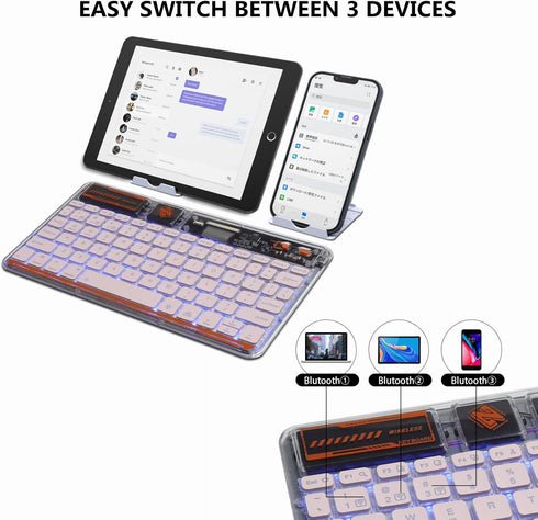 Slim Portable Wireless Bluetooth Keyboard, 10 Inch, 7 Colors Backlit, Rechargeable for Android Tablet, Smartphone,