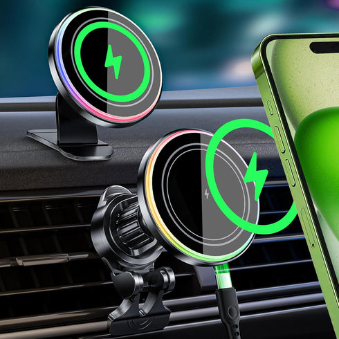 Magsafe Car Mount Charger, 15W Wireless Magnetic Charger for iPhone 15 ProMax Plus 14/13/12 with Fast Charging