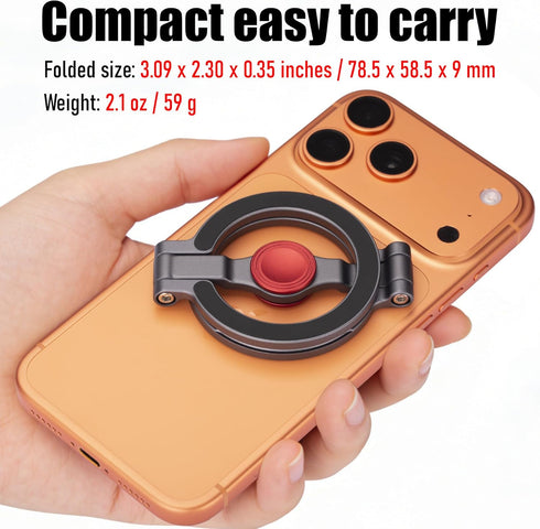 Zelnoox 360 Magnetic Phone Stand & Fidget Spinner Combo for iPhone, MagSafe Compatible Dual Ring Grip, Foldable