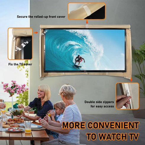 60-65 Inches, 600D Outdoor TV Cover HOMEYA Heavy Duty Waterproof & Weatherproof TV Screen Protector with Double Zipper