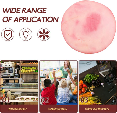 3.2 Inch Totority Artificial Luncheon Meat Model Faux Meat Slice Kitchen Decor Photo Prop for Restaurant Display