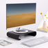 Navaris Wood Monitor Stand Riser - Desktop Organizer for PC TV Screen, Oak with Black Stain