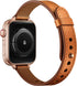 OUHENG Slim Bands for Apple Watch 42mm 41mm 40mm 38mm, Women Genuine Leather Replacement Thin Strap (Brown/Rose Gold)