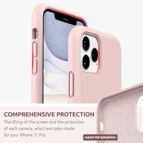 SURPHY iPhone 11 Pro Max Case, Thickened Liquid Silicone Phone Case with Microfiber Lining, Pink